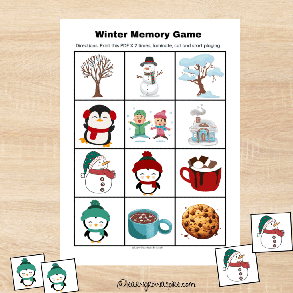 free winter matching game printable